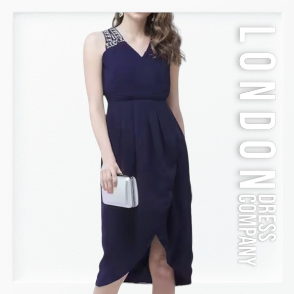 London Dress Company High Low Crystal Accent Emily Dress sz 8 - Picture 1 of 15